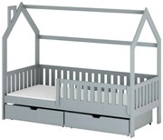 Posteľ Domček Natan 90x200 sivá