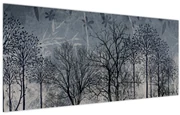 Obraz - Siluety stromov s listami (120x50 cm)