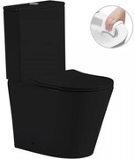 Cerano Carlito, WC kombi Rimless 36,5x61x85 cm + UF sedátko, spodný/zadný odpad, čierna matná, CER-CER-433866