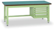Dielenský stôl GL So závesným boxom na náradie, MDF + PVC doska, 4 zásuvky, 1500 x 750 x 800 mm