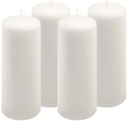 Sada stĺpových sviečok, 20 cm, Ø 7,5 cm, biela, 4 ks