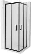 Mexen Rio, štvorcový sprchovací kút s posuvnými dverami 70(dvere) x 70(dvere) x 190 cm, 6mm sklo námraza, čierny profil, 860-070-070-70-30