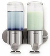 Dávkovač mydla na stenu, dvojitý, nerez