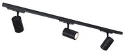 Koľajnicový systém čierny vrátane LED stmievateľný 3-svetlo 3-fázový pravý - Ruler 38