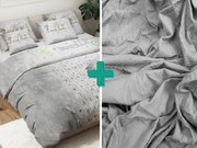 Detské obliečky NUMBERS sivá sada + plachta Jersey 90x200cm