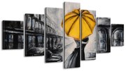 Gario Ručne maľovaný obraz Žltý bozk v daždi - 7 dielny Rozmery: 210 x 100 cm