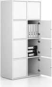 Kancelárska skriňa FRAME, 8x dvere, 872 x 450 x 1735 mm, PUSH-lock, biela