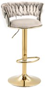 Glamour barová stolička BELLI ivory béžová/zlatá