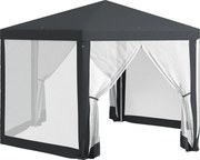 Outsunny 4x4m Hexagonálny Záhradný Altánok s Rnetovými Stenami, 2 Dverami, Nastaviteľnými Nohami, Kovový a Polyesterový Altánok so Kolíkmi a Lanami, Š
