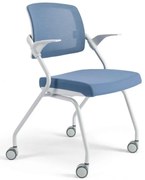 BESTUHL Konferenčná rokovacia stolička U20 WHITE modrá svetlá na kolieskách