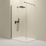 Erga Paris, sprchová zástena Walk-In 50x200 cm, 8mm číre sklo, čierny profil, ERG-V02-PARIS-050x200-CL-BK