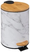 Odpadkový kôš Lea White, biela/s drevenými prvkami, 25x16,8x16,8 cm