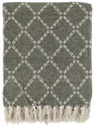 Zelený priadzový pléd so károvaním a strapcami Aix - 130*150 cm