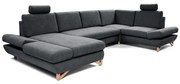 Rozkladacia rohová čalúnená sedacia súprava s úložným priestorom v tvare U AVESTA antracit