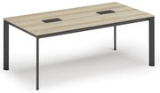 Rokovací stôl PRIMO INVITATION, 200x100 cm, dub prírodný + 2x stolná zásuvka TYP I, čierna