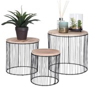 SADA 3x Stojan na kvety pr. 19/23/28 cm čierna/béžová