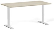 Výškovo nastaviteľný stôl, 160x80 cm, 1 motor, biela podnož, dub prírodný
