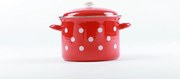 BELIS smaltovaný hrniec červený s bielymi bodkami, 8L