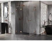 Mexen Lunar, L Duo výklopný sprchový kút 110 x 85 cm, 8mm číre sklo, profil medená matná, 834L-110L-085P-65-00