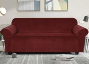 Elastický plyšový poťah na dvojmiestnu pohovku BestBerg / bordová