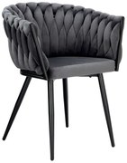 Jedálenská stolička COFTON zamatová, čierna / grafitová
