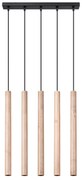 Závesné svietidlo Pastelo, 5x drevené tienidlo