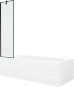 Mexen Vega obdĺžniková vaňa 150 x 70 cm s obkladom a 1-krídlovou sprchovou zástenou 50 cm, Čierny vzor - 550115070X9505007070