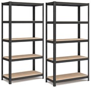 Oceľový regál, čierny, sada, 2 ks