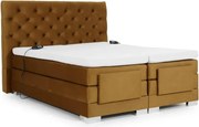 Kontinentálna posteľ CARLINO boxspring s elektrickým polohovaním 200x180, horčicová (Monolith 48)