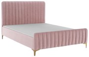 Posteľ, ružová/gold chróm zlatý, 180x200, KAISA