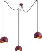 Dizajnová červená závesná lampa s opálovým sklom 3-svetelná - Tulip