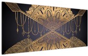 Obraz - Zlatá mandala s šípmi (120x50 cm)