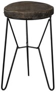 Dreveno-kovový dekoračný antik stolík na kvetinu - Ø 13*22 cm