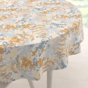 Biante Zamatový okrúhly obrus Tamara TMR-043 Hnedo-modré designové rastliny Ø 50 cm