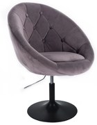 LuxuryForm DESIGN Kreslo VERA VELUR na čiernom tanieri - tmavosivé
