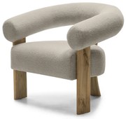 Béžové dizajnové kreslo KOKEI, dub