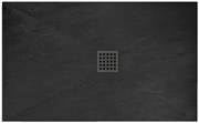 Rea Black Rock, konglomerátová sprchová vanička 120x90x3,5 cm + sifón, čierna, REA-K4580
