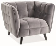 Kreslo Castello Velvet, sivá / čierna