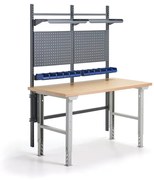 Dielenský stôl ROBUST, s panelom na náradie, boxami a policami, 1500x800 mm