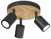 Bodové svietidlo TULON 3xGU10/8W/230V čierna/dub