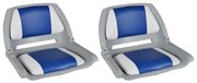 Lodné sedadlá 2 ks sklopné s operadlom a modro-bielym vankúšom 41x51x48 cm 279102