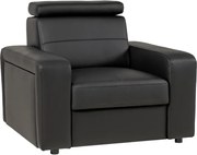 Kožené kreslo LUCIO, čierna (čierne prešitie)