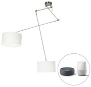 Inteligentné závesné svietidlo oceľ s tienidlom 35 cm biele vrátane 2 WiFi A60 - Blitz