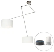 Inteligentné závesné svietidlo oceľ s tienidlom 35 cm biele vrátane 2 WiFi A60 - Blitz