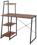 Kompaktný počítačový stôl, pracovná stanica so 4 policami