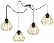 Závesné svietidlo Nuvola Spider 1, 4x zlaté drôtené tienidlo