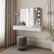 TOALETNÝ STOLÍK NESSIE ELITE BIELY LESK + STRIEBORNÝ