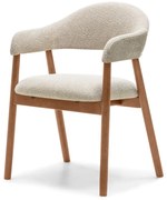 Čalúnená jedálenská stolička Sorento z masívu bouclé béžová/orech