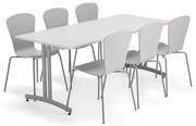 Zostava nábytku SANNA + MILLA PLUS, 1 stôl, 6 stoličiek, strieborná/svetlošedá