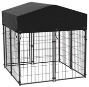 Vonkajšia kovová búda pre psov so zastrešením proti UV žiareniu